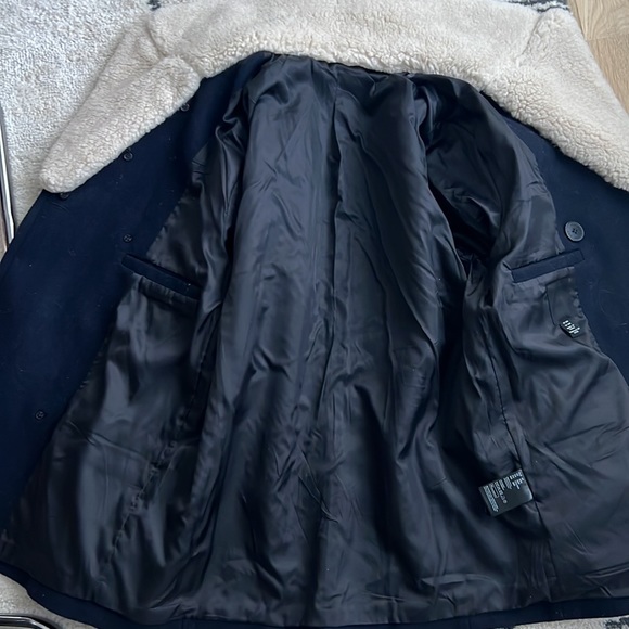 H & M Wool Blend Pea Coat Detachable Fur Collar 38 R - Picture 7 of 9